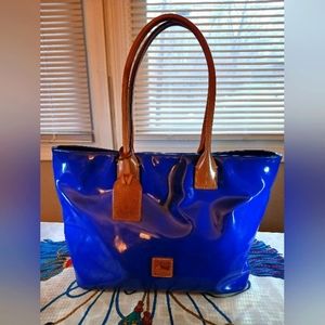 Dooney and Bourke Blue patent leather tote bag
